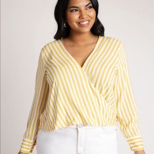 Worn Once Eloquii Cropped Striped Blouse